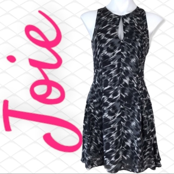JOIE Silk Tavie Leopard Print Fit & Flare Mini Dress, Size Small - Picture 3 of 15